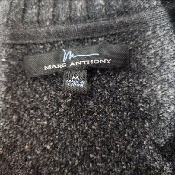 Marc Anthony M Zip Up Heather Gray WOOL Blend Knitted Pockets Men's Sweater - Picture 2 of 12